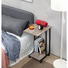 Load image into Gallery viewer, Modern Industrial Style Metal Wood TV Tray Bedside Table with Removable Casters