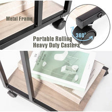 Load image into Gallery viewer, Modern Industrial Style Metal Wood TV Tray Bedside Table with Removable Casters
