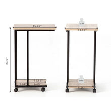 Load image into Gallery viewer, Modern Industrial Style Metal Wood TV Tray Bedside Table with Removable Casters