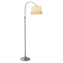 Load image into Gallery viewer, Elegant Arch Floor Lamp with White Linen Tapered Drum Shade