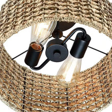 Load image into Gallery viewer, Bohemian 13.6-inch Round Rattan Drum 2-Light Ceiling Light - Semi-Flush Mount