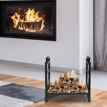 Load image into Gallery viewer, 1.5 Ft. Black Metal Firewood Log Rack with Deer Pattern