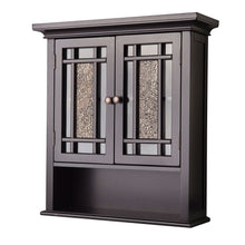 Load image into Gallery viewer, Espresso Bathroom Wall Cabinet with Amber Mosaic Glass Accents