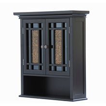 Load image into Gallery viewer, Espresso Bathroom Wall Cabinet with Amber Mosaic Glass Accents