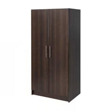 Load image into Gallery viewer, Bedroom Armoire Wardrobe Cabinet Closet with Hanging Rail in Brown Wood Finish