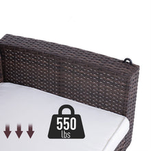 Load image into Gallery viewer, Espresso Wicker Porch Swing 7ft Hanging Chain with Cream Padded Cushion