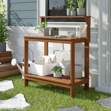 Load image into Gallery viewer, Solid Meranti Wood Outdoor Garden Potting Bench Table with Bottom Shelf