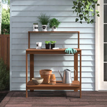 Load image into Gallery viewer, Solid Meranti Wood Outdoor Garden Potting Bench Table with Bottom Shelf