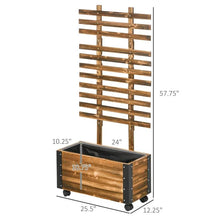 Load image into Gallery viewer, Farmhouse Rustic Wooden Raised Garden Bed Planter with Trellis on Wheels