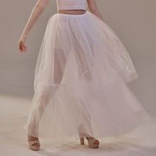 Load image into Gallery viewer, Elegant Double Tulle Skirt , Double Layer  Soft White Tulle Skirt for Women, Sheer Maxi Overskirt