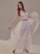 Load image into Gallery viewer, Elegant Double Tulle Skirt , Double Layer  Soft White Tulle Skirt for Women, Sheer Maxi Overskirt