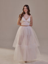 Load image into Gallery viewer, Elegant Double Tulle Skirt , Double Layer  Soft White Tulle Skirt for Women, Sheer Maxi Overskirt
