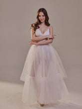 Load image into Gallery viewer, Elegant Double Tulle Skirt , Double Layer  Soft White Tulle Skirt for Women, Sheer Maxi Overskirt