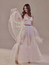 Load image into Gallery viewer, Elegant Double Tulle Skirt , Double Layer  Soft White Tulle Skirt for Women, Sheer Maxi Overskirt