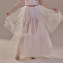 Load image into Gallery viewer, Elegant Double Tulle Skirt , Double Layer  Soft White Tulle Skirt for Women, Sheer Maxi Overskirt