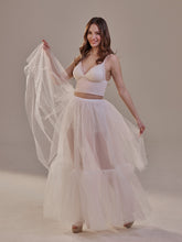 Load image into Gallery viewer, Elegant Double Tulle Skirt , Double Layer  Soft White Tulle Skirt for Women, Sheer Maxi Overskirt