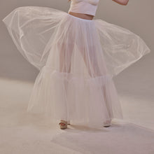 Load image into Gallery viewer, Elegant Double Tulle Skirt , Double Layer  Soft White Tulle Skirt for Women, Sheer Maxi Overskirt