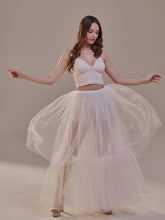 Load image into Gallery viewer, Elegant Double Tulle Skirt , Double Layer  Soft White Tulle Skirt for Women, Sheer Maxi Overskirt