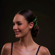 Load image into Gallery viewer, Elegant Green Crystal 2-Piece Hair Comb Set