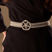 Load image into Gallery viewer, Elegant Silver Flower Belt - Bridal Sash Belt, Jeweled  Belt