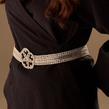 Load image into Gallery viewer, Elegant Silver Flower Belt - Bridal Sash Belt, Jeweled  Belt