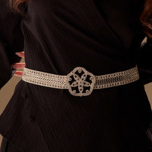 Load image into Gallery viewer, Elegant Silver Flower Belt - Bridal Sash Belt, Jeweled  Belt