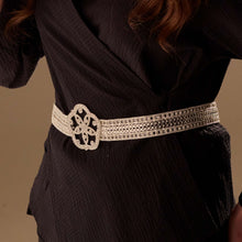 Load image into Gallery viewer, Elegant Silver Flower Belt - Bridal Sash Belt, Jeweled  Belt