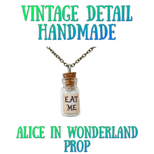 Load image into Gallery viewer, Eat Me Bottle Necklace Glass Vial Fantasy glow in the Dark Jewelry