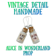 Load image into Gallery viewer, Mismatched Eat Me Drink Me Earrings Fantasy Glass Vial Jewelry