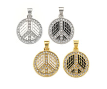 Load image into Gallery viewer, Enamel White Black Patten Peace Sign Round Coin Pendant,CZ Micro Pave Oil Drop pendant,Enamel pendant,Enamel Jewelry, 18x21mm,sku#F1065