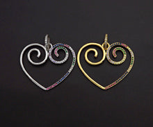 Load image into Gallery viewer, Colorful CZ Curved Heart Pendant,Sku#F1121C