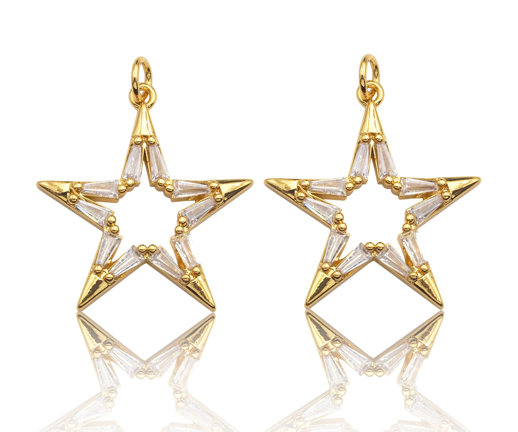 CZ Micro Pave Large Five Star Shape Pendant , 23x25mm,  SKU#F1186C