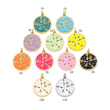 Load image into Gallery viewer, Colorful Enamel Sand Dollar Shape Pendant, 18K Gold Filled Flower Charm,Necklace Bracelet Charm Pendant,20x23mm,Sku#F1424