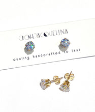 Load image into Gallery viewer, 6mm 14K GF Swarovski stud earrings