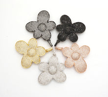 Load image into Gallery viewer, CZ Micro Pave Flower Pendant,Cubic Zirconia Paved Flower Charm Gold,Silver,Rose Gold,Gunmetal plated,40mm/30mm/20mm,sku#F492