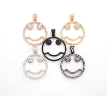Load image into Gallery viewer, CZ Micro Pave Cute Face Round Pendant with bail, 30x27mm, Cubic Zirconia Round Pave Pendant Charm Beads, Pave Pendant, SKU#F500/F533