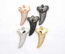 Load image into Gallery viewer, CZ Micro Pave Horn With Heart Pendant/Charm,Cubic Zirconia Paved Charm, Necklace Bracelet Charm Pendant, 22x37mm,sku#F513