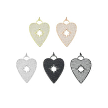 Load image into Gallery viewer, CZ Micro Pave Heart Pendant/Focal with Hollow out Star, Cubic Zirconia Large Heart Pendant Charm,48x33mm,sku#F519