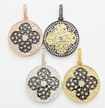 Load image into Gallery viewer, 19mm/38mm CZ Dual Color Clover Flower Round Charm, Sku#F549c