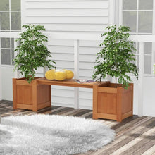 Load image into Gallery viewer, Farmhouse Durable Outdoor Wooden Planter Box with Garden Bench