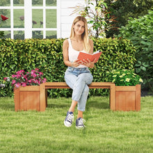 Load image into Gallery viewer, Farmhouse Durable Outdoor Wooden Planter Box with Garden Bench