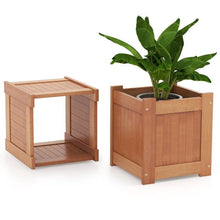 Load image into Gallery viewer, Farmhouse Durable Outdoor Wooden Planter Box with Garden Bench