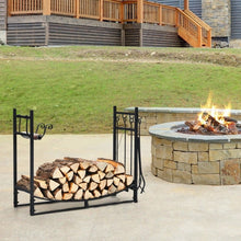 Load image into Gallery viewer, Indoor/Outdoor Heavy Duty Steel Firewood Storage w/ Kindling Holders, Shovel
