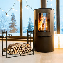 Load image into Gallery viewer, Indoor/Outdoor Heavy Duty Steel Firewood Storage w/ Kindling Holders, Shovel