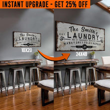 Load image into Gallery viewer, Upgrade Your 20x10 Inches 'Personalized Laundry Room' (Style 2) Canvas To 48x24 Inches