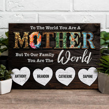 Load image into Gallery viewer, Mother's Day Sign To Our Family You Are The World