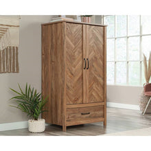 Load image into Gallery viewer, FarmHouse Rustic Herringbone 1 Drawer Garment Rod Wardrobe Armoire