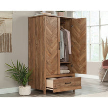 Load image into Gallery viewer, FarmHouse Rustic Herringbone 1 Drawer Garment Rod Wardrobe Armoire