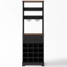 Load image into Gallery viewer, Black/Brown Wine Rack Kitchen Bar Storage Cabinet Shelf with Glass Holders