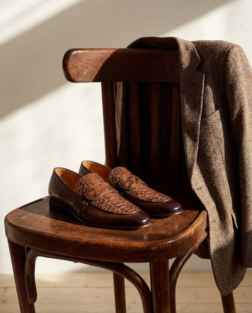 The Dorian Tan Python ; Baby Buffalo Leather Loafer Men Shoe